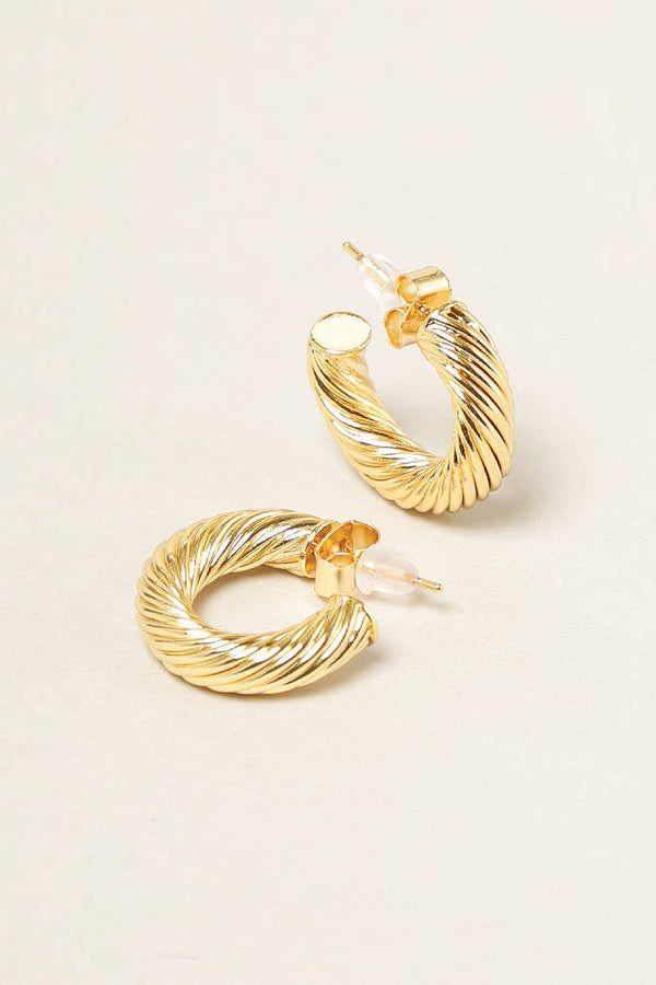 Textured Hoop Earrings- Gold