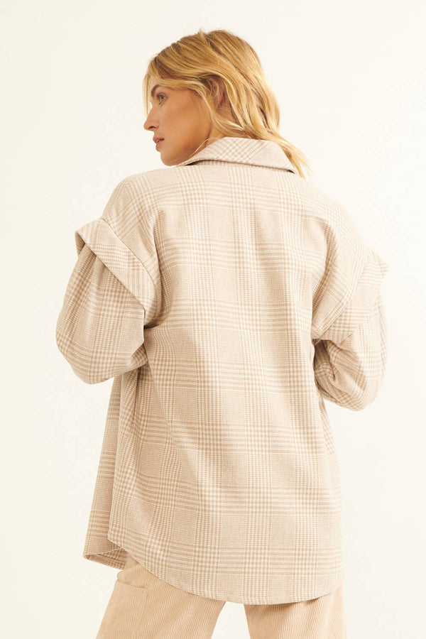 light & sweet plaid collared shacket