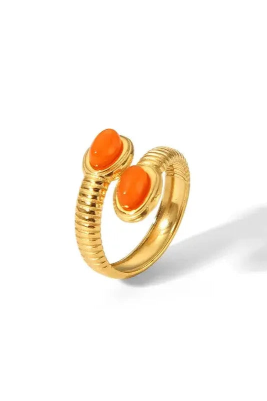 Orange 18K Gold Plated Snake Ring
