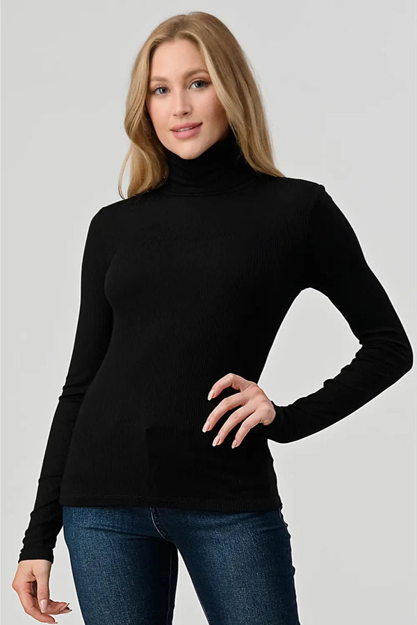 black ribbed turtleneck