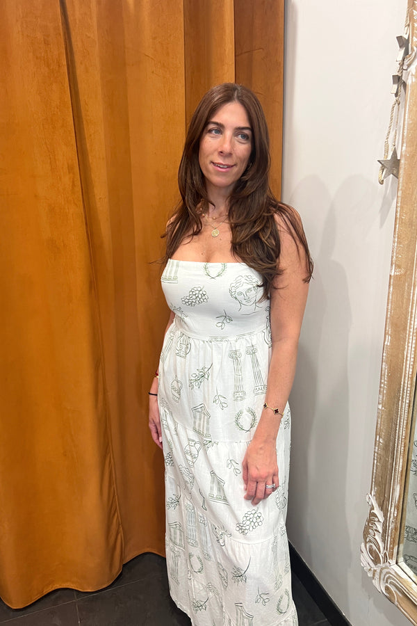 rome-ing around strapless dress