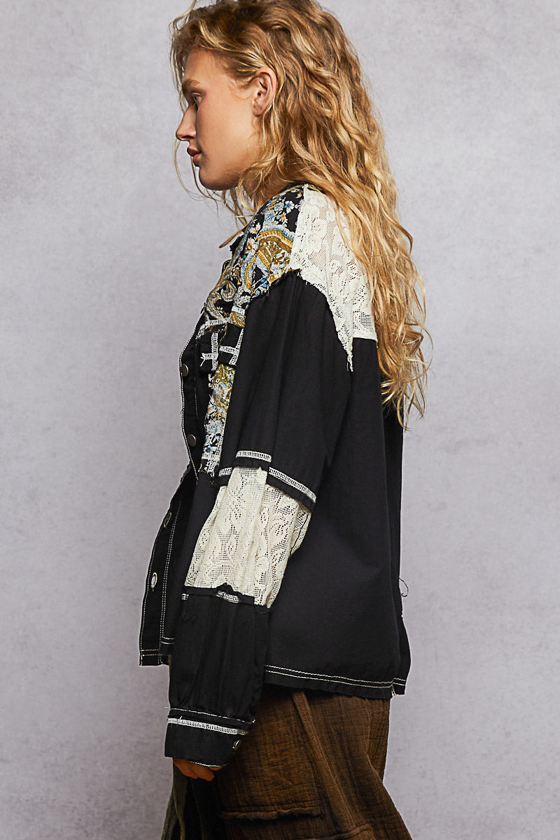 black lace patchwork shacket – Shop Blue Eyed