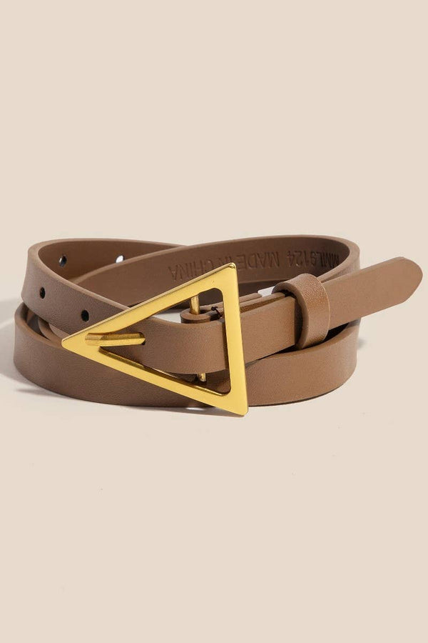 brown faux leather triangle belt