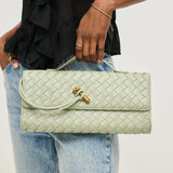 sage woven top handle crossbody bag