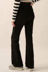 wavy ribbed knit flare pants