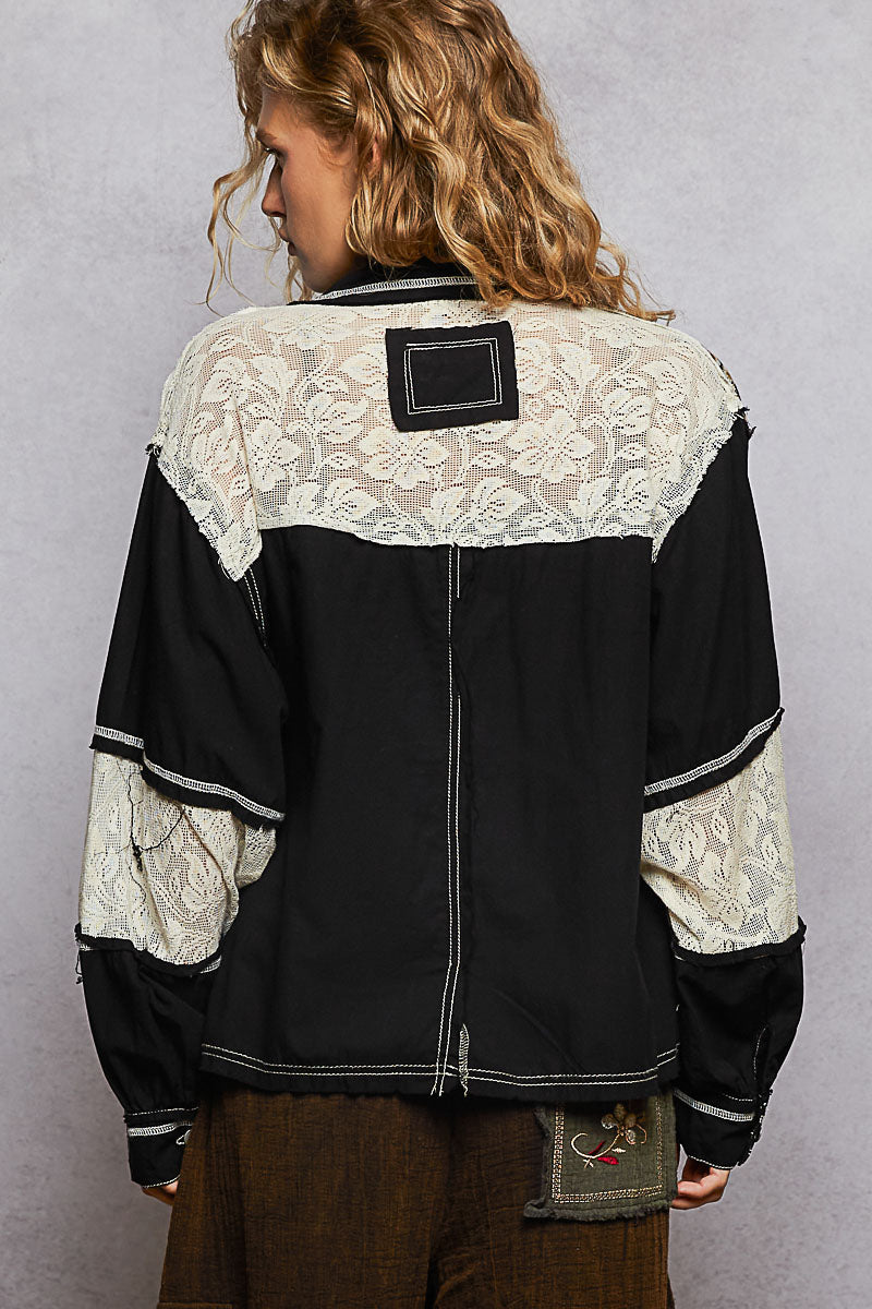 black lace patchwork shacket – Shop Blue Eyed