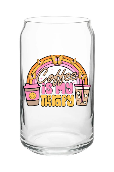 Coffee Is My Therapy 16 oz Glass