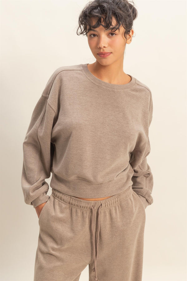 oh so relaxed fit sweatsuit set - dusty mocha