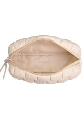 cloud nine quilted puffer cosmetic pouch- cream