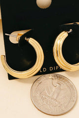 Gold Ridged Hoop Earrings