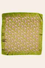 Classic Paisley Satin Bandana -Olive