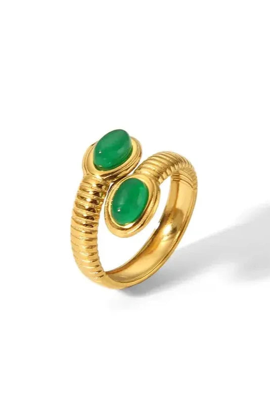 Emerald 18K Gold Plated Snake Ring