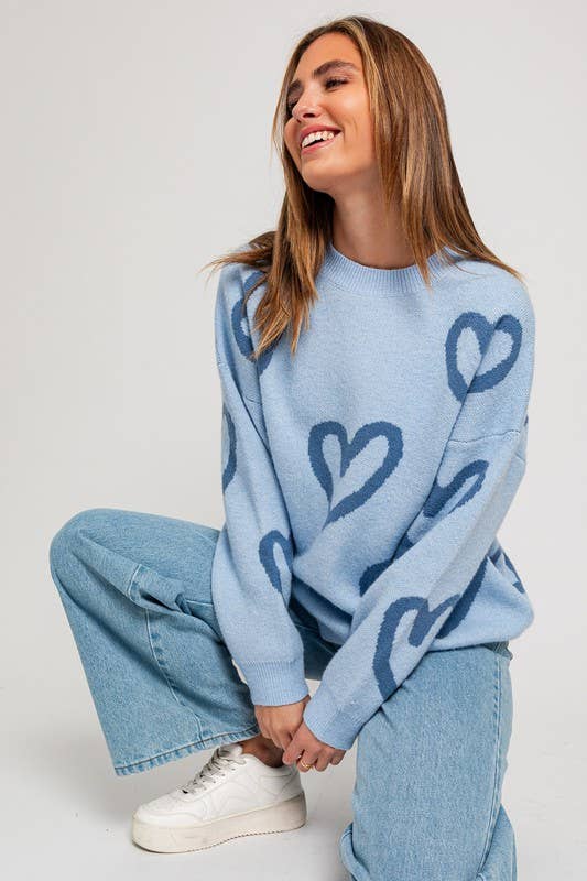 blue candy hearts sweater