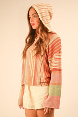 rainbow sherbert summer knit hoodie