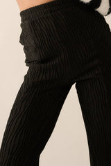 wavy ribbed knit flare pants