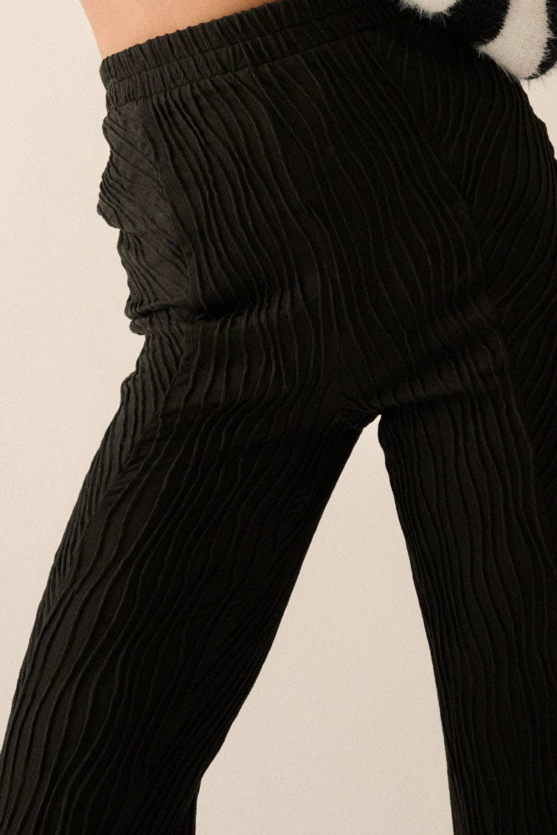 wavy ribbed knit flare pants