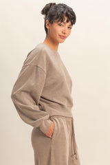 oh so relaxed fit sweatsuit set - dusty mocha