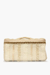 Fiona Cotton Cosmetic Case: Beige/White