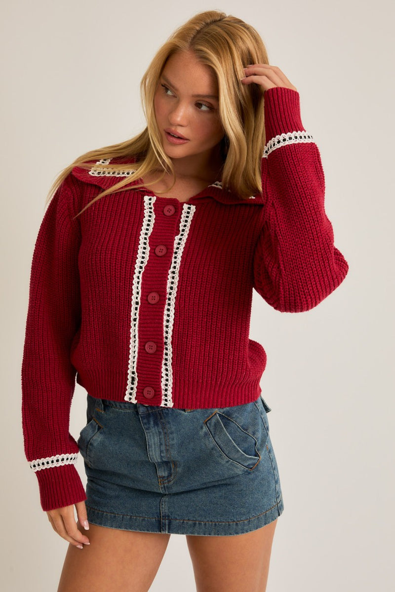 wild love knit collared cardigan