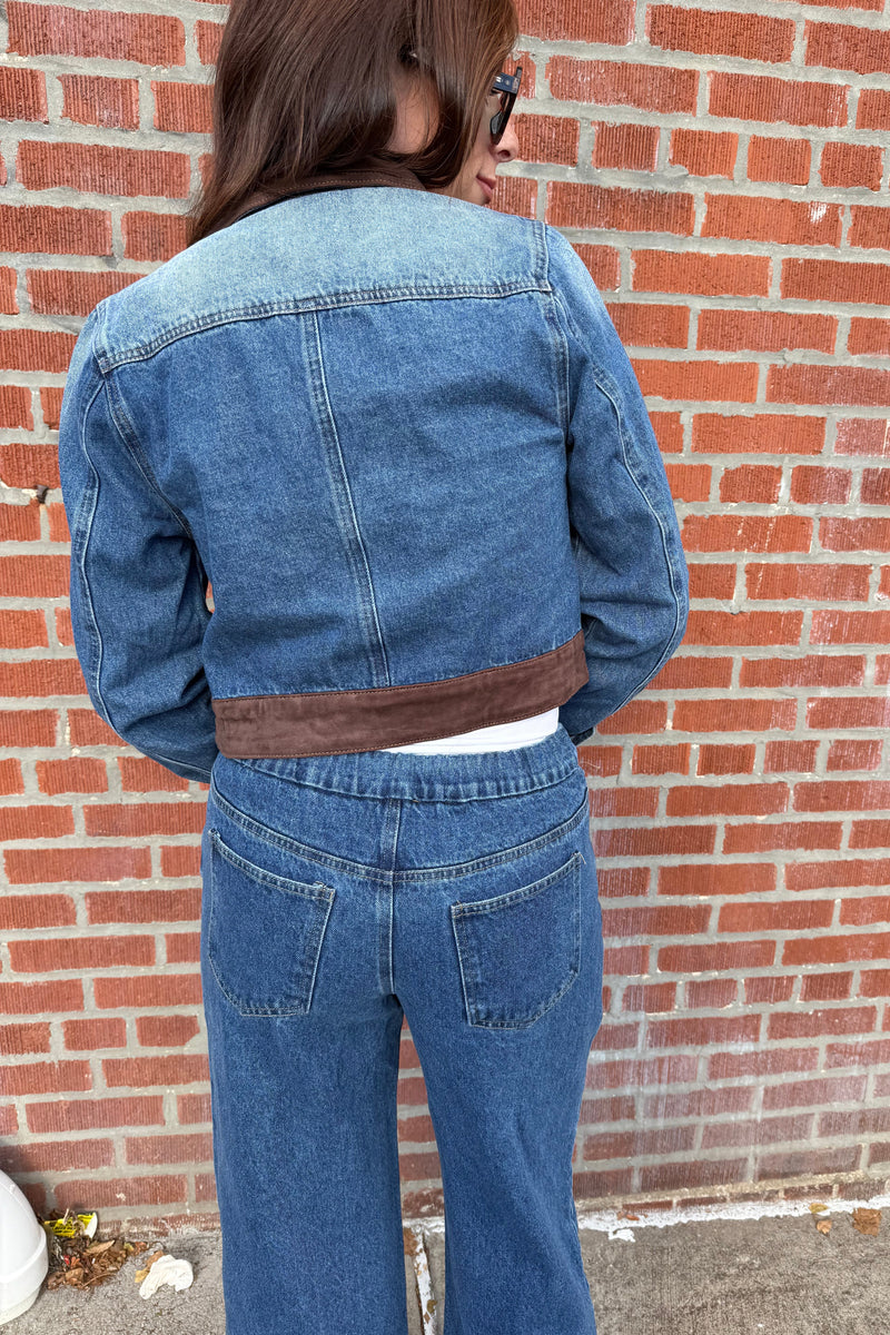 effortless drawstring wide leg denim pants