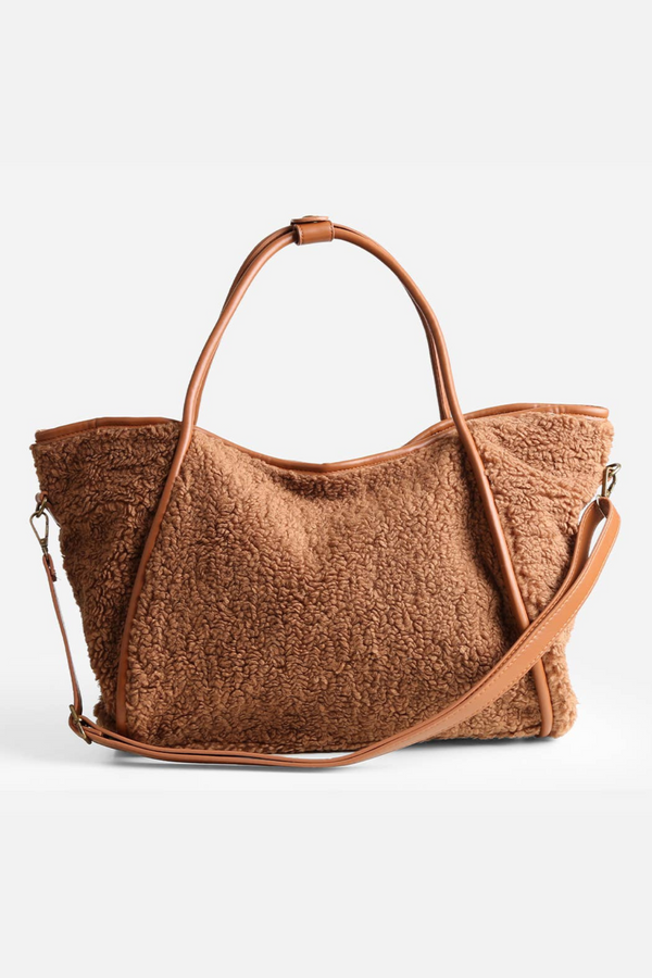 montana sherpa shoulder tote - camel
