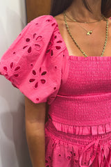 pretty in pink eyelet top