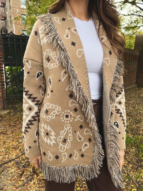 fall bandit fringe cardigan