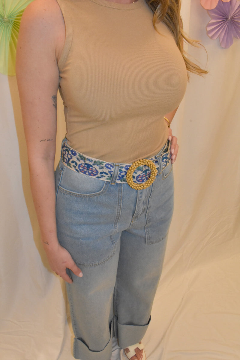 blue flower power belt