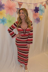 raspberry chocolate knit maxi dress