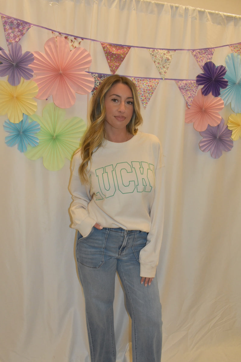 lucky me graphic sweatshirt