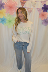lucky me graphic sweatshirt
