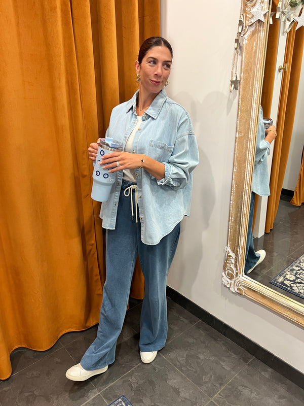 risky business oversized denim shirt