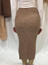 chestnut ribbed maxi skirt