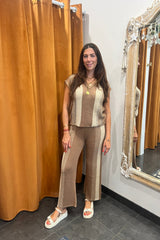 mocha latte striped knit pants