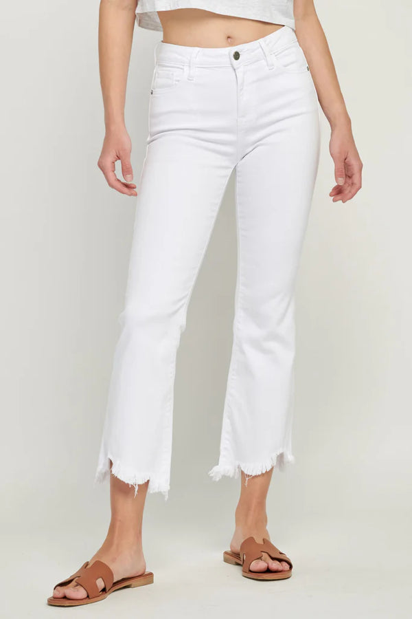 Hidden Happi White Frayed Hem Flare Jeans