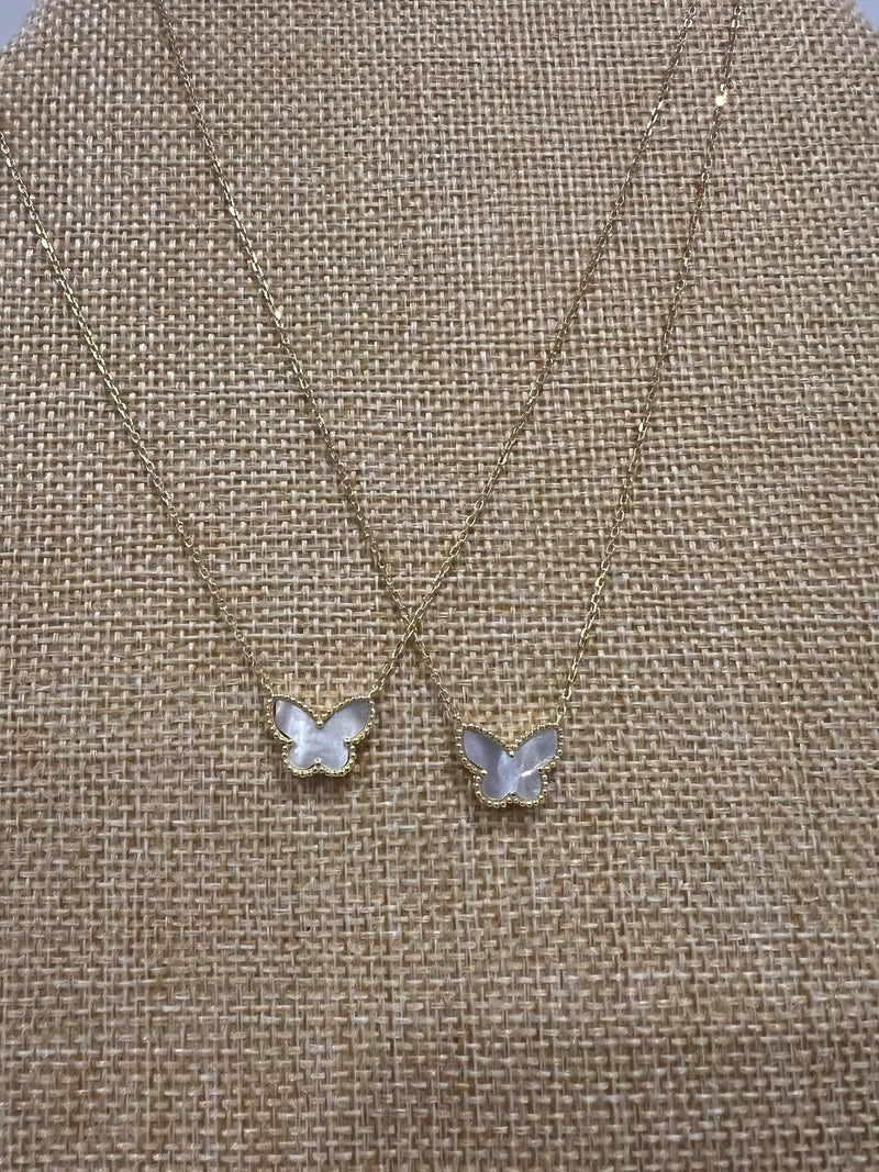 mother of pearl butterfly necklace