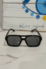 tortie dark tinted square sunglasses