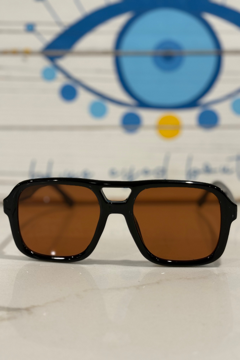 burnt orange dark tinted square sunglasses
