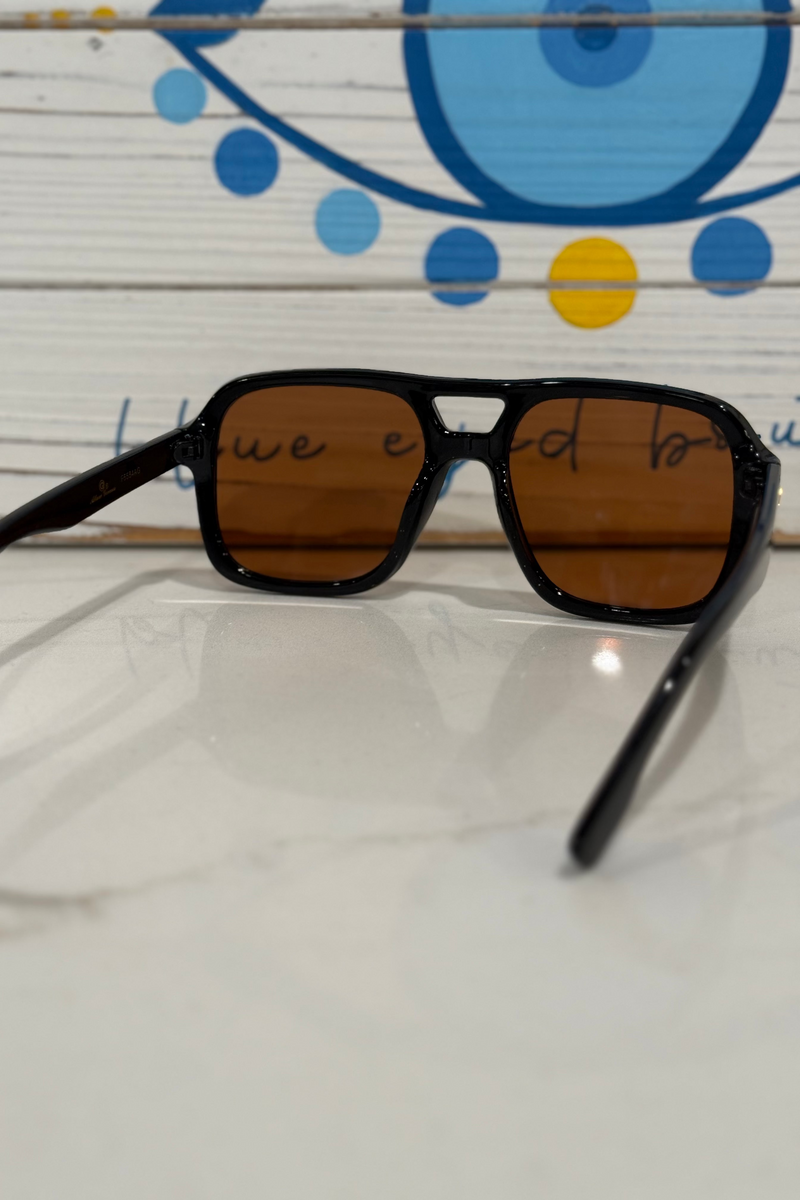 burnt orange dark tinted square sunglasses