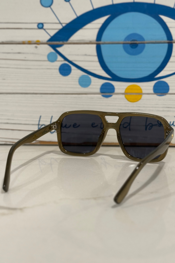grey olive dark tinted square sunglasses