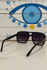 black violet dark tinted square sunglasses