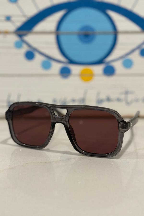 burnt red dark tinted square sunglasses