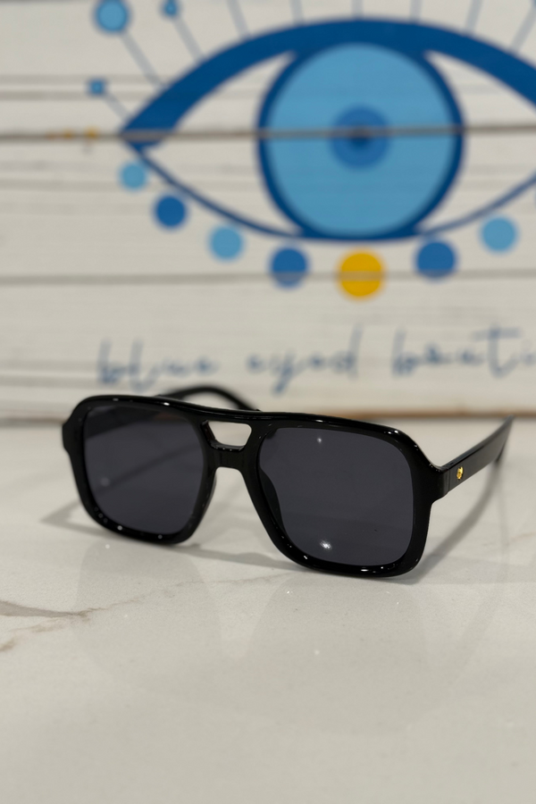 double black dark tinted square sunglasses