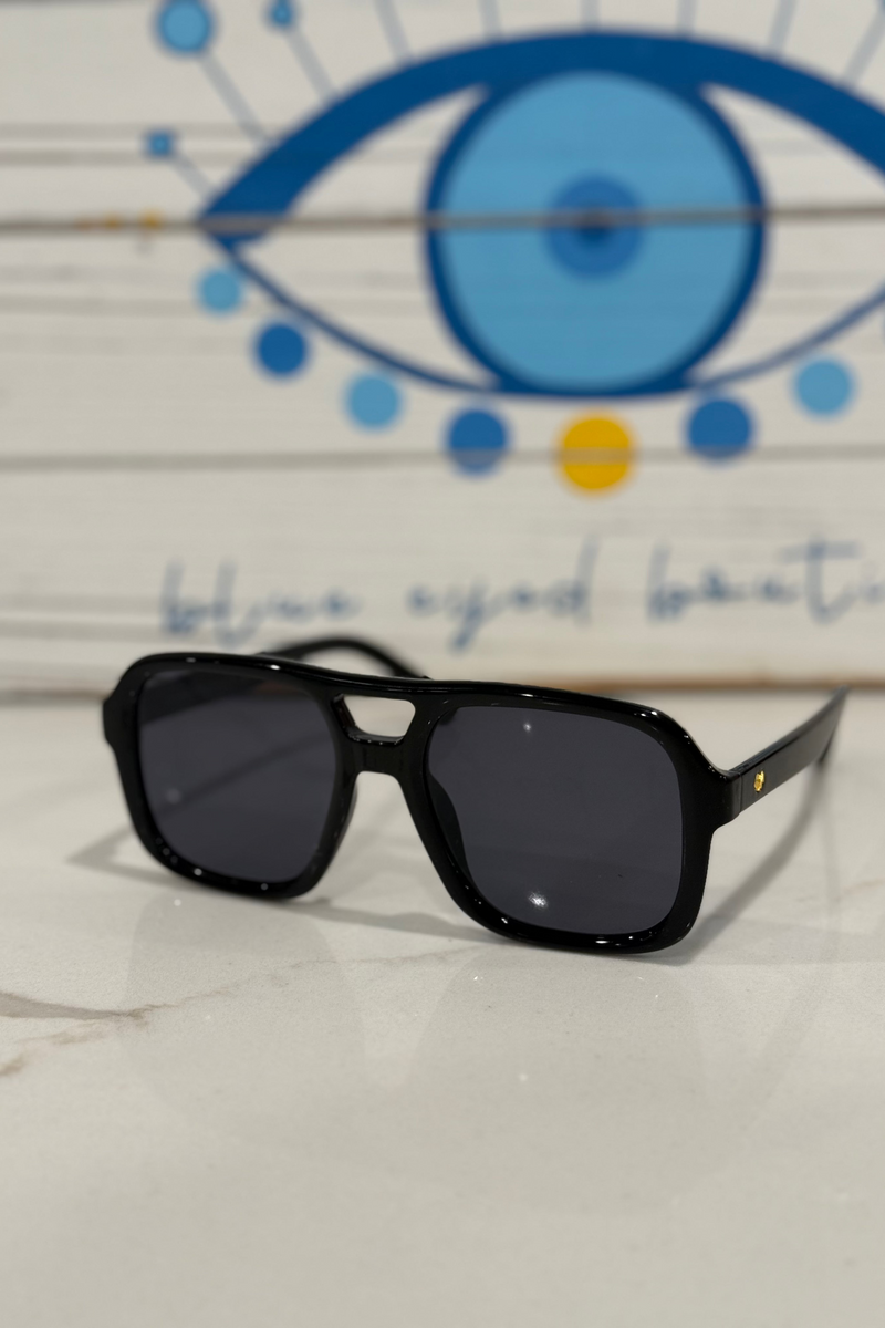 double black dark tinted square sunglasses