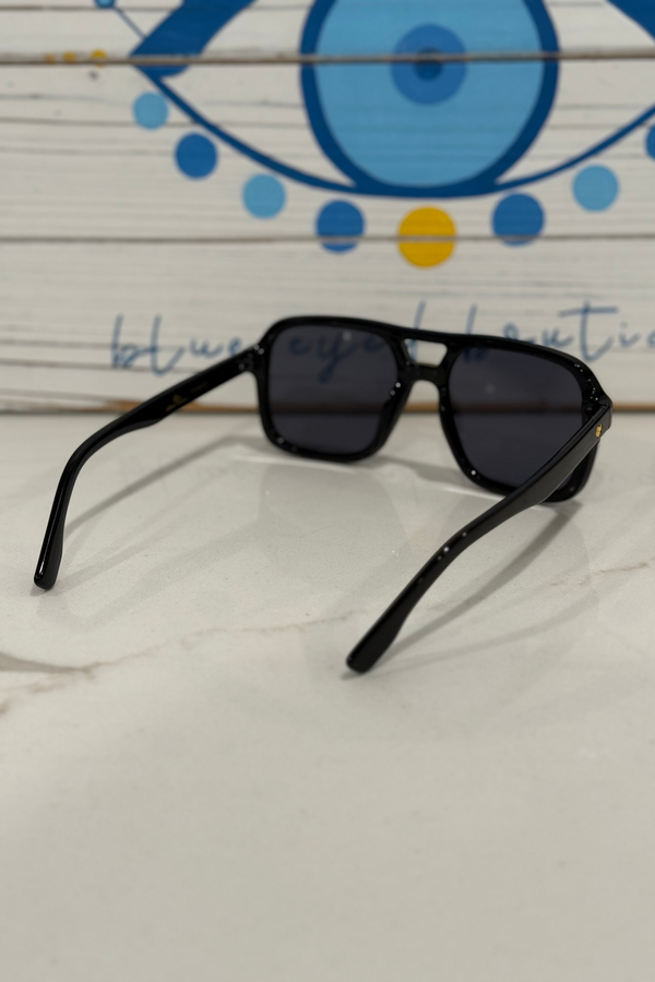 double black dark tinted square sunglasses