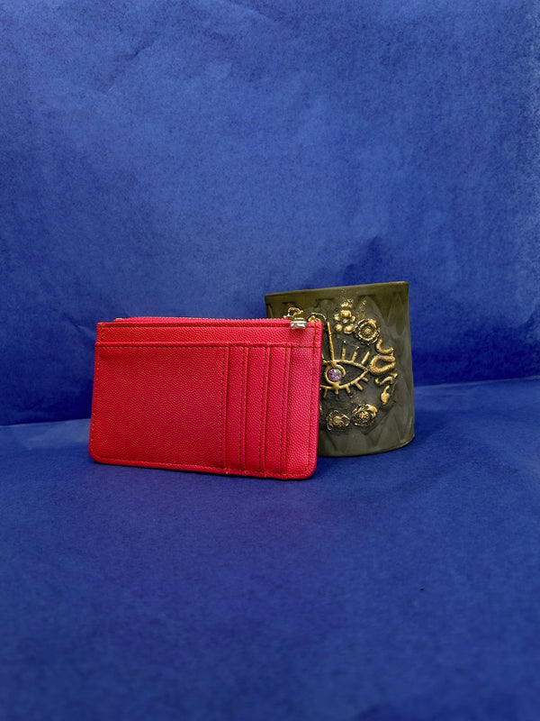 fushia card holder and wallet