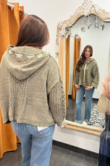 moss hooded knit cardigan