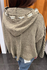 moss hooded knit cardigan