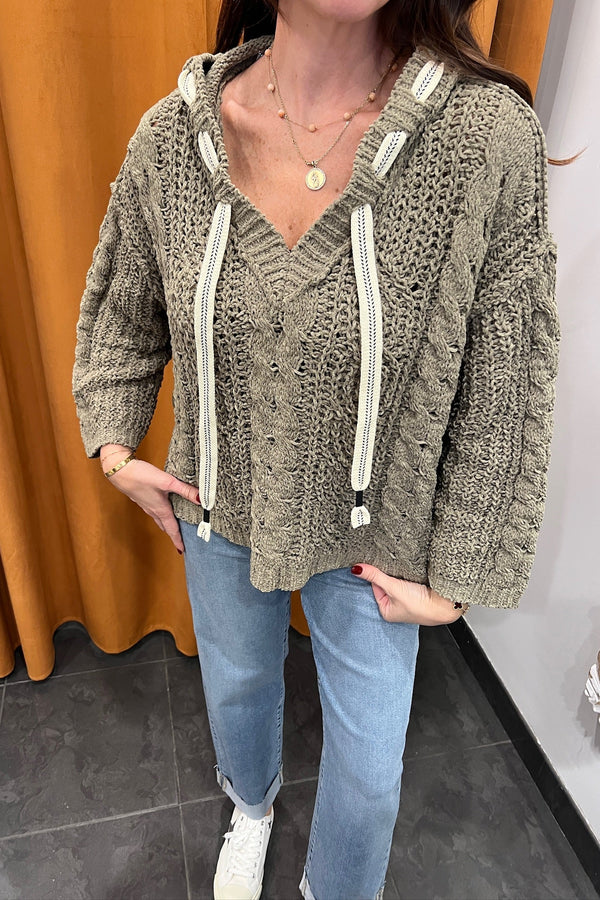 moss hooded knit cardigan