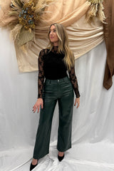 addison faux leather pants- dark green